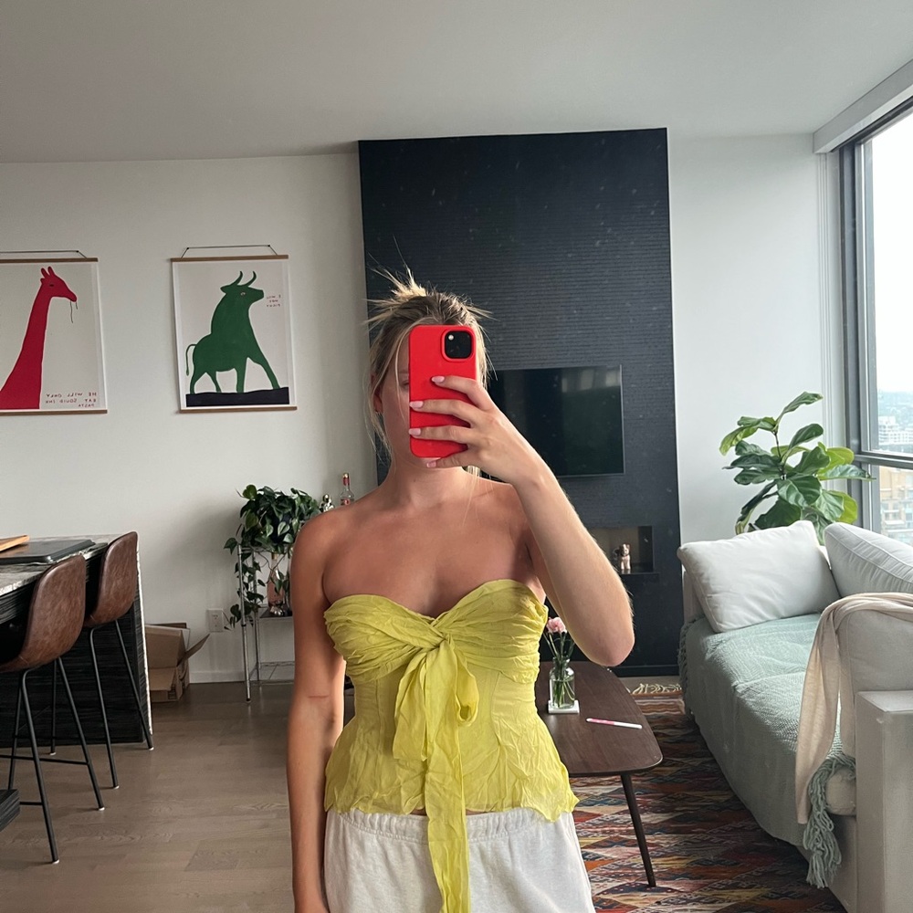 Vintage BCBG Chartreuse Convertible Chiffon Top